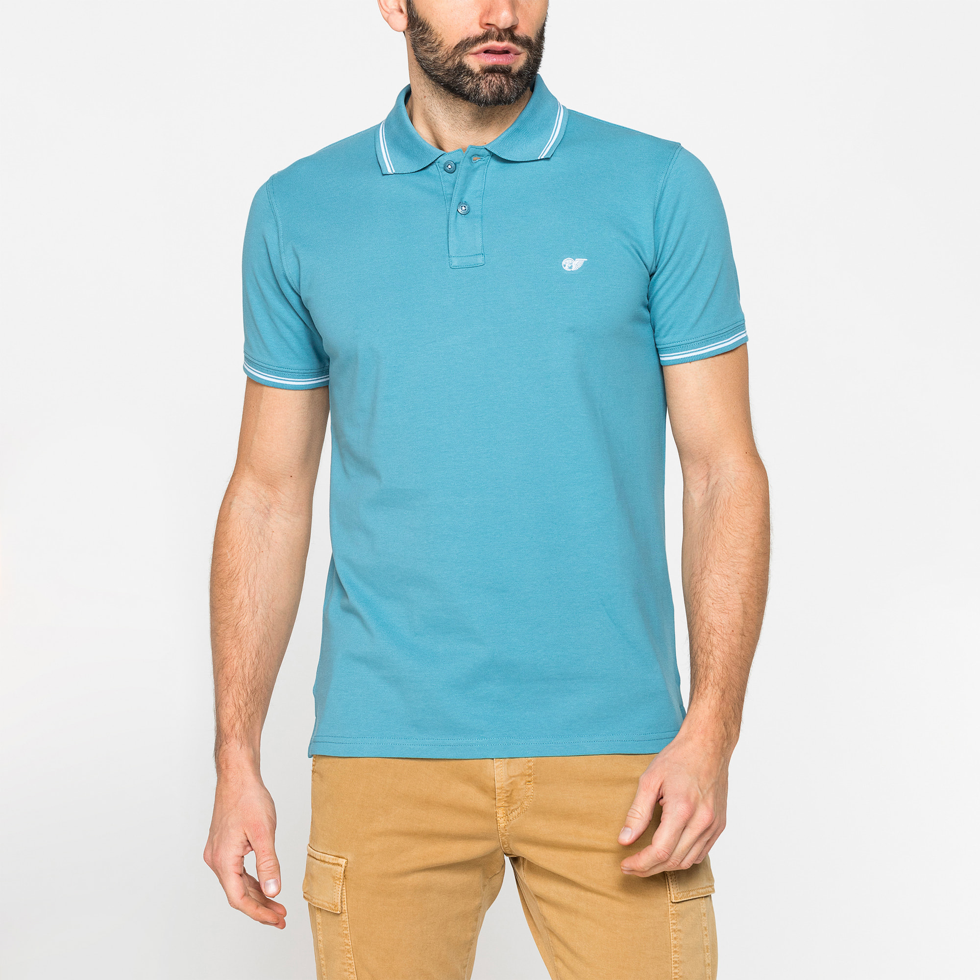 POLO IN PIQUET DI COTONE CON TIPPING A CONTRASTO