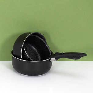 Casserole - COOK CONCEPT - Effet Pierre - Poignée Universelle Amovible - Noir