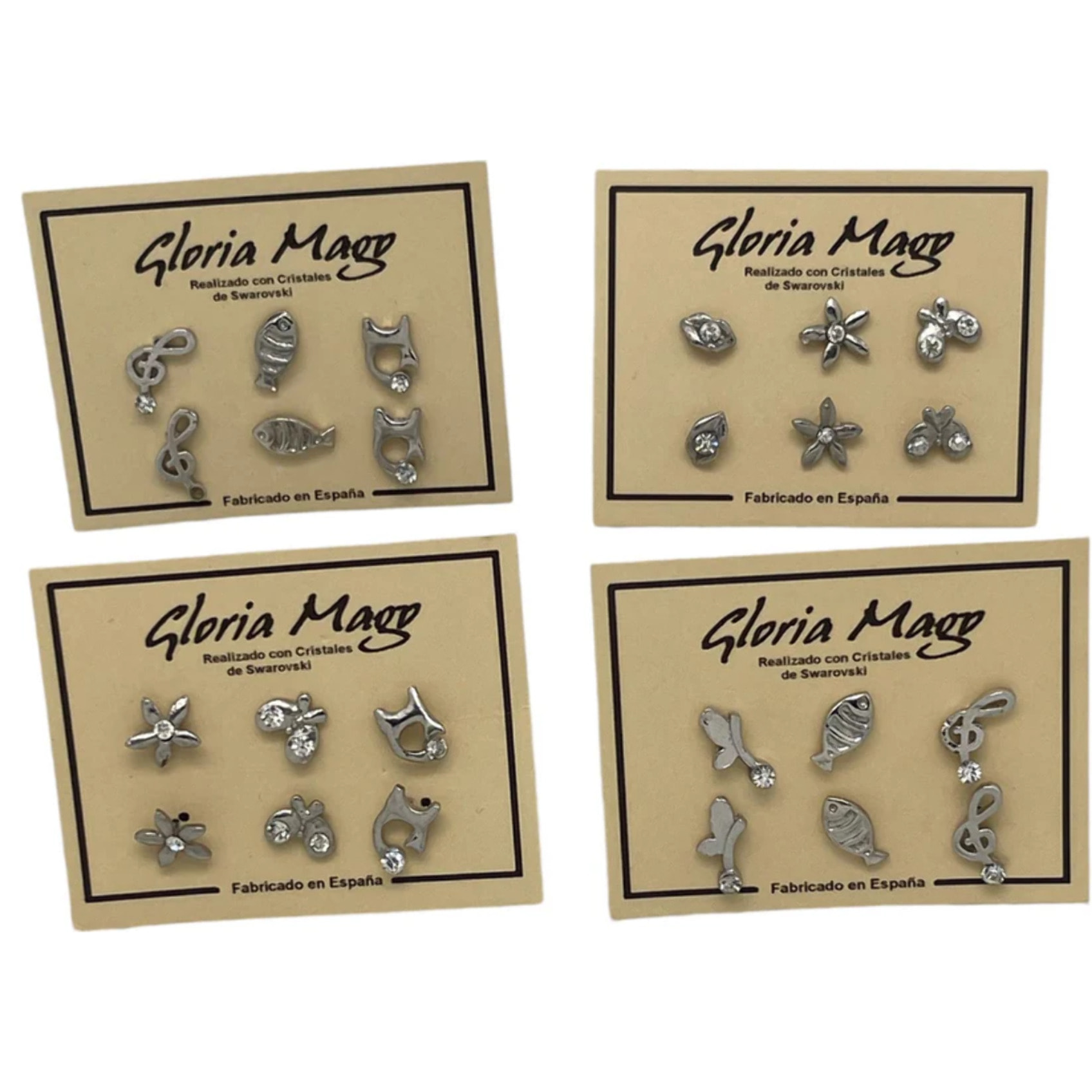 3 pares de pendiente mini en cristal