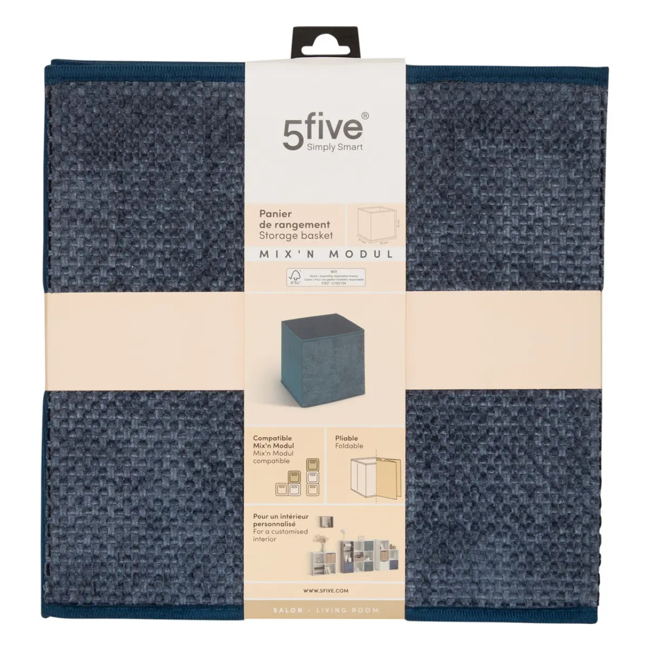 Boîte Mix'N Modul carré pliable 31x31cm bleu
