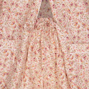 Pigiama leggero DONNA cotone fiori rosa e marroni