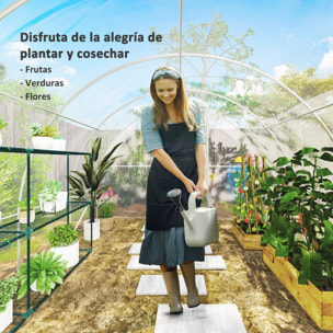 Invernadero de Túnel 4x3x2 m Invernadero de Jardín con 2 Puertas Cubierta PE 150g/m² Estructura de Acero Galvanizado y Techo Redondeado para Cultivos Plantas Flores Transparente