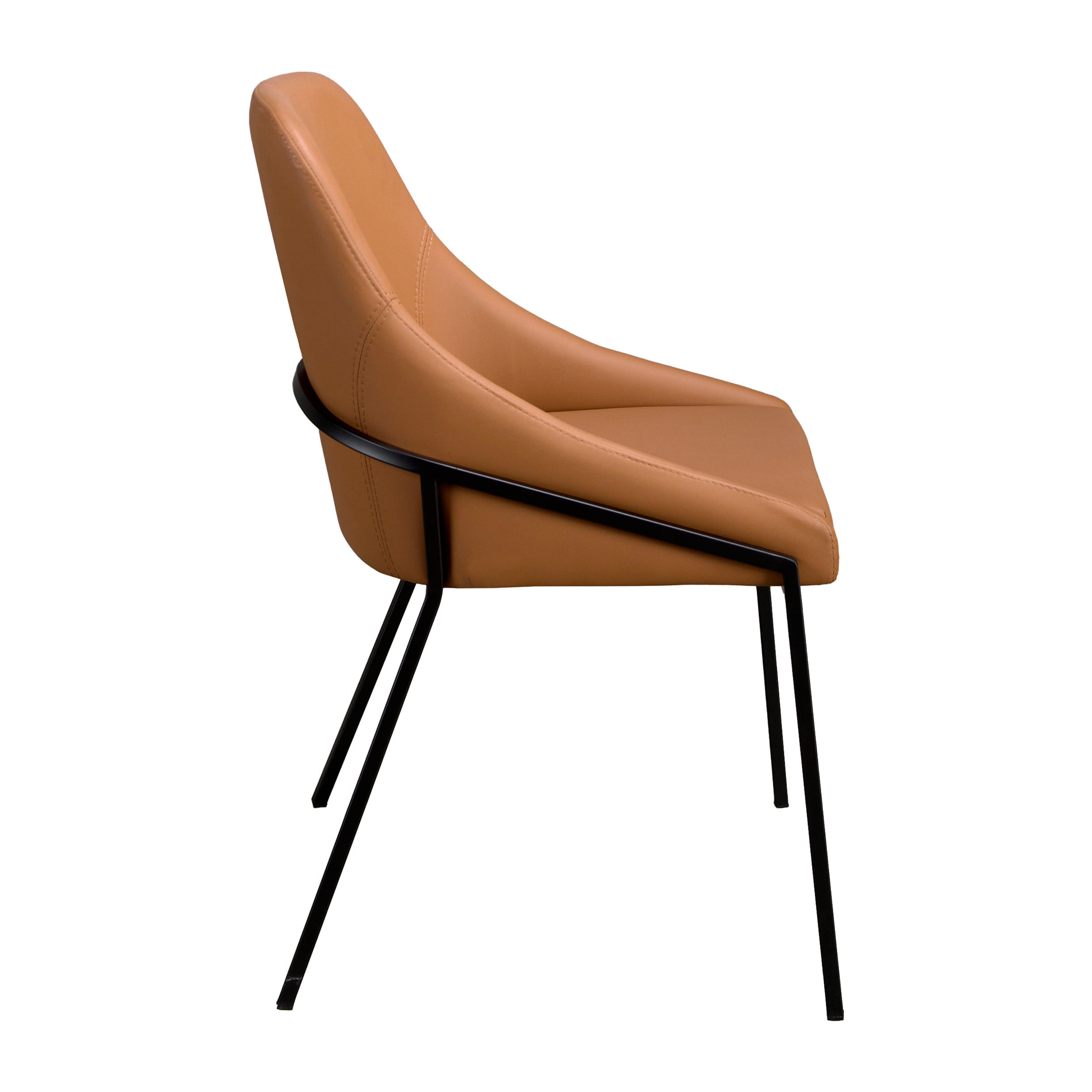 Silla Angel Cerdá con asiento y respaldo tapizados en polipiel en naranja patas de acero inoxidable negro 53x59x83cm