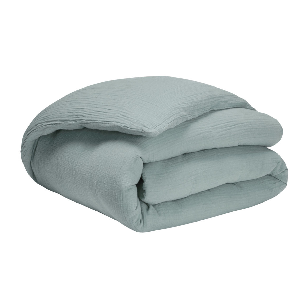 Housse de couette unie en gaze de coton lavée, TENDRESSE, Bleu Céladon