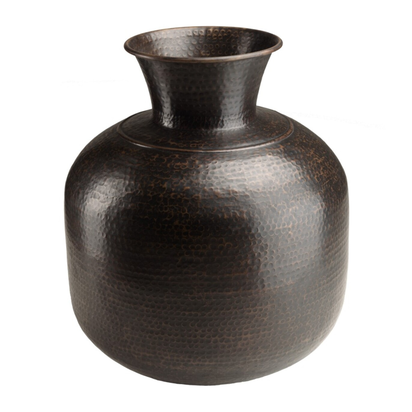 HONORE - Vase alu. 60x70cm effet martelé couleur cuivre noir antique