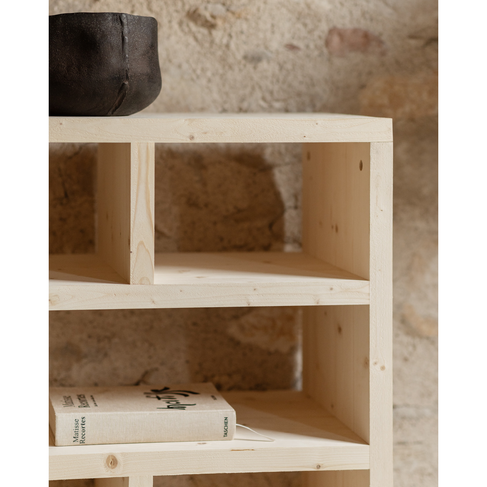 Étagère en bois massif ton naturel de 80x140cm Hauteur: 80 Longueur: 140 Largeur: 35