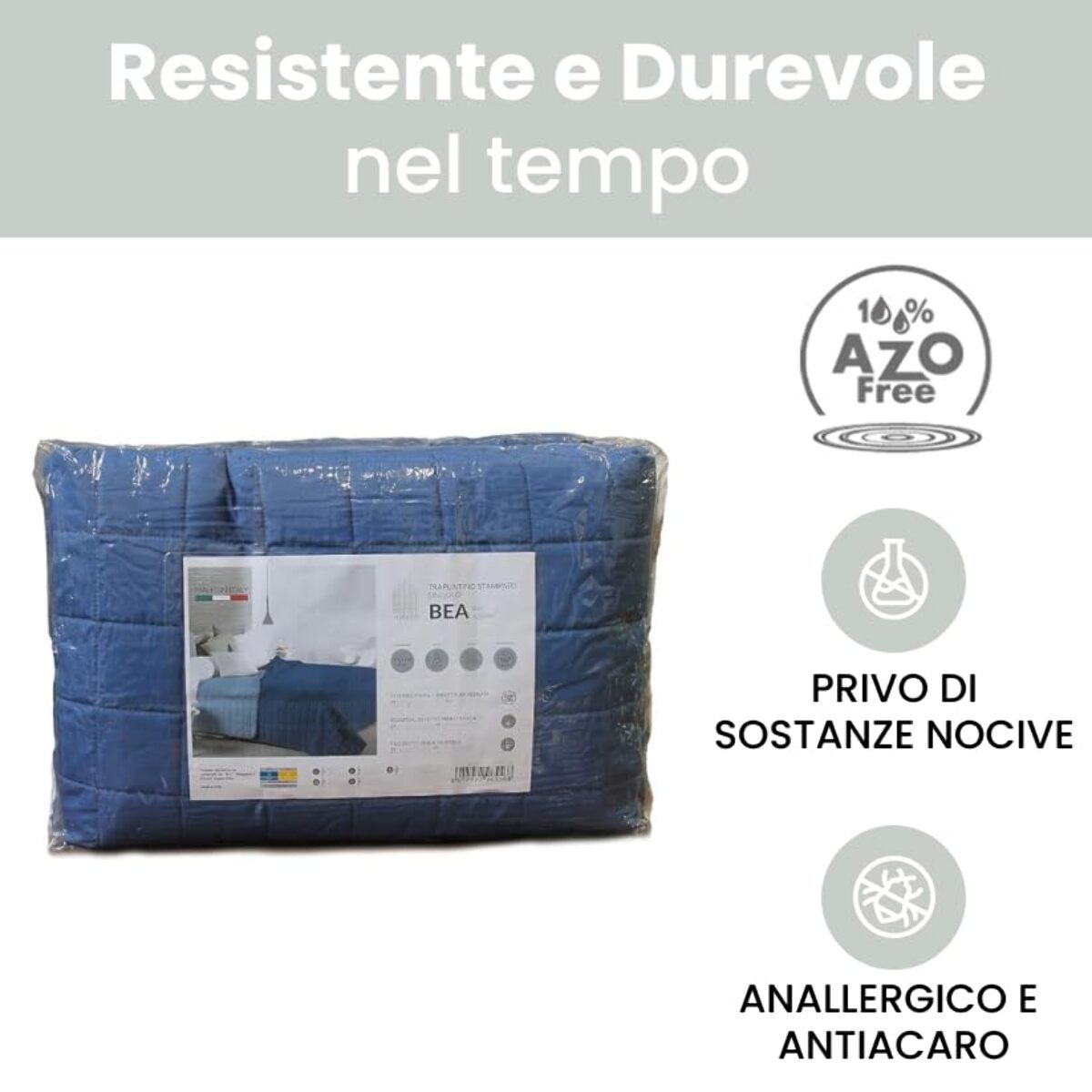INTRECCI Copriletto Matrimoniale Estivo, Trapunta Estiva Matrimoniale, 260x260 cm, Coperta Estiva, anche Primaverile, Double Face, Moderna, Leggera, Elegante. Colore: Blu/Azzurro