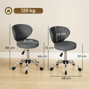 Tabouret de massage travail pivotant réglable 51-66H cm dossier ergonomique gris