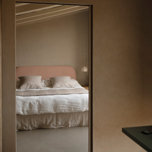 Tête de lit déhoussable en velours côtelé corail en différentes tailles