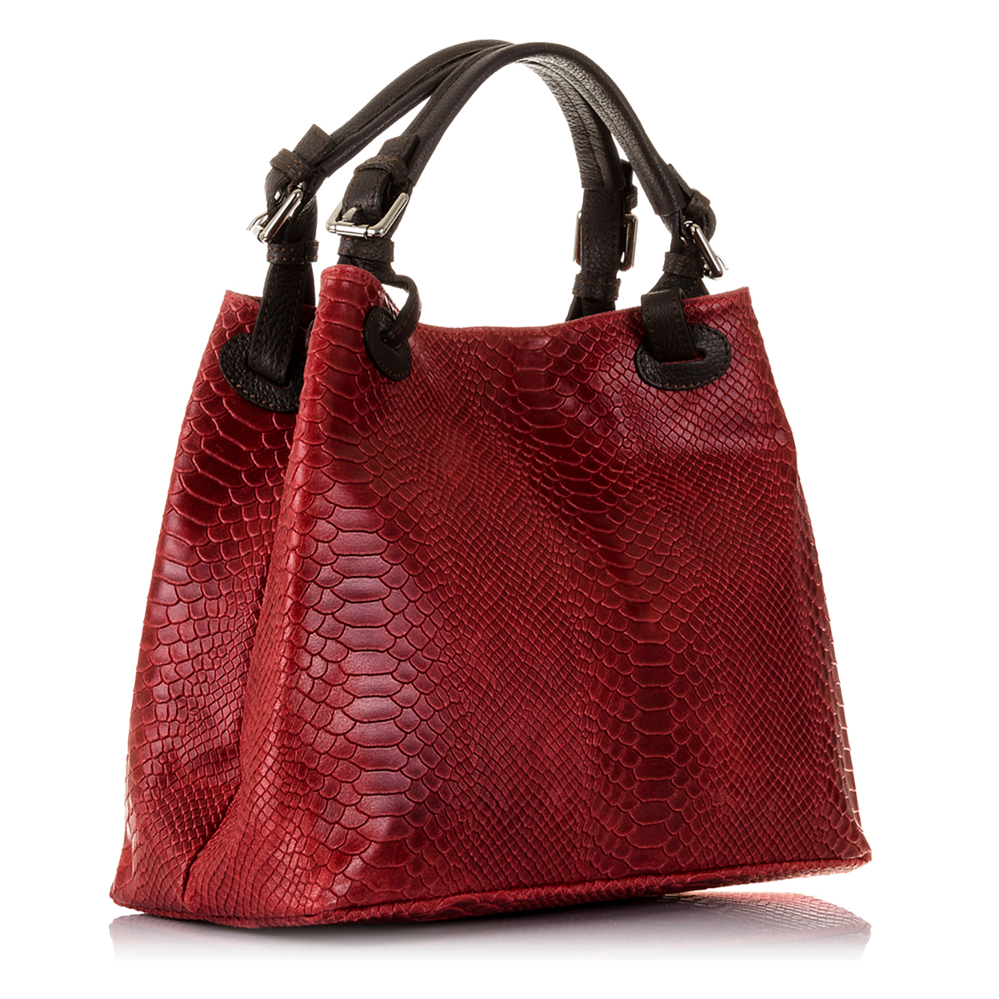 Emanuela Borsa tote Donna.Pelle autentica Camoscio Inciso Serpente