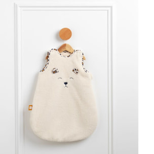 Gigoteuse bébé naissance hiver en sherpa et détails léopard