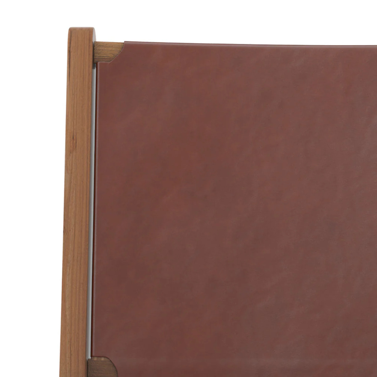 Fauteuil  en teck et cuir lisse marron - Kuna