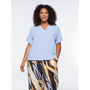 Fiorella Rubino - Blusa holgada con escote de pico - Light - blue