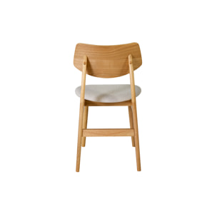 Chaises scandinaves en bois clair et tissu effet velours texturé beige (lot de 2) ELION