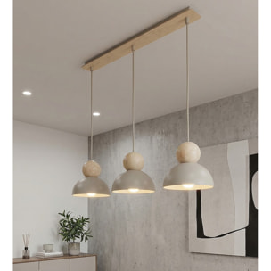 Lampada a sospensione Kaki in acciaio e legno color moka