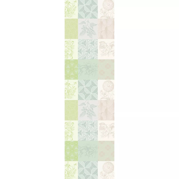 Chemin de table pur coton motif jacquard beige vert Mille parfums verde