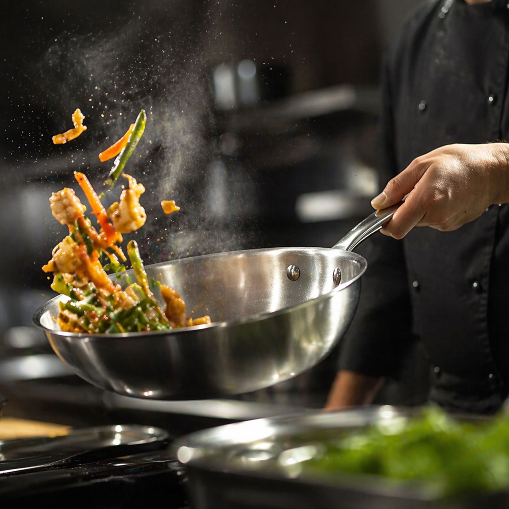 Wok en acier inoxydable 28cm - fait en France - tous feux TRIPLY