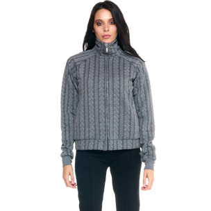 Sudadera Leone de cuello alto con cremallera completa para mujer, color gris