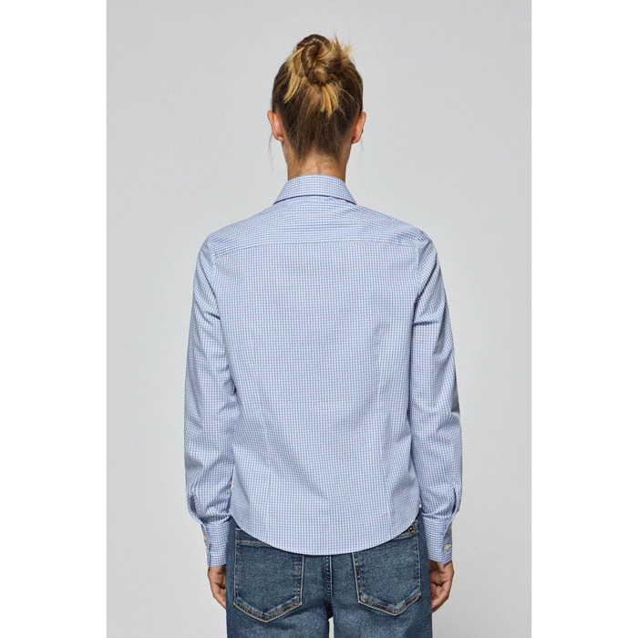 Camicia a quadri vichy blu con logo Polo Club ricamato