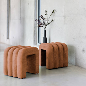 Set de 2 poufs contemporains en tissu orange