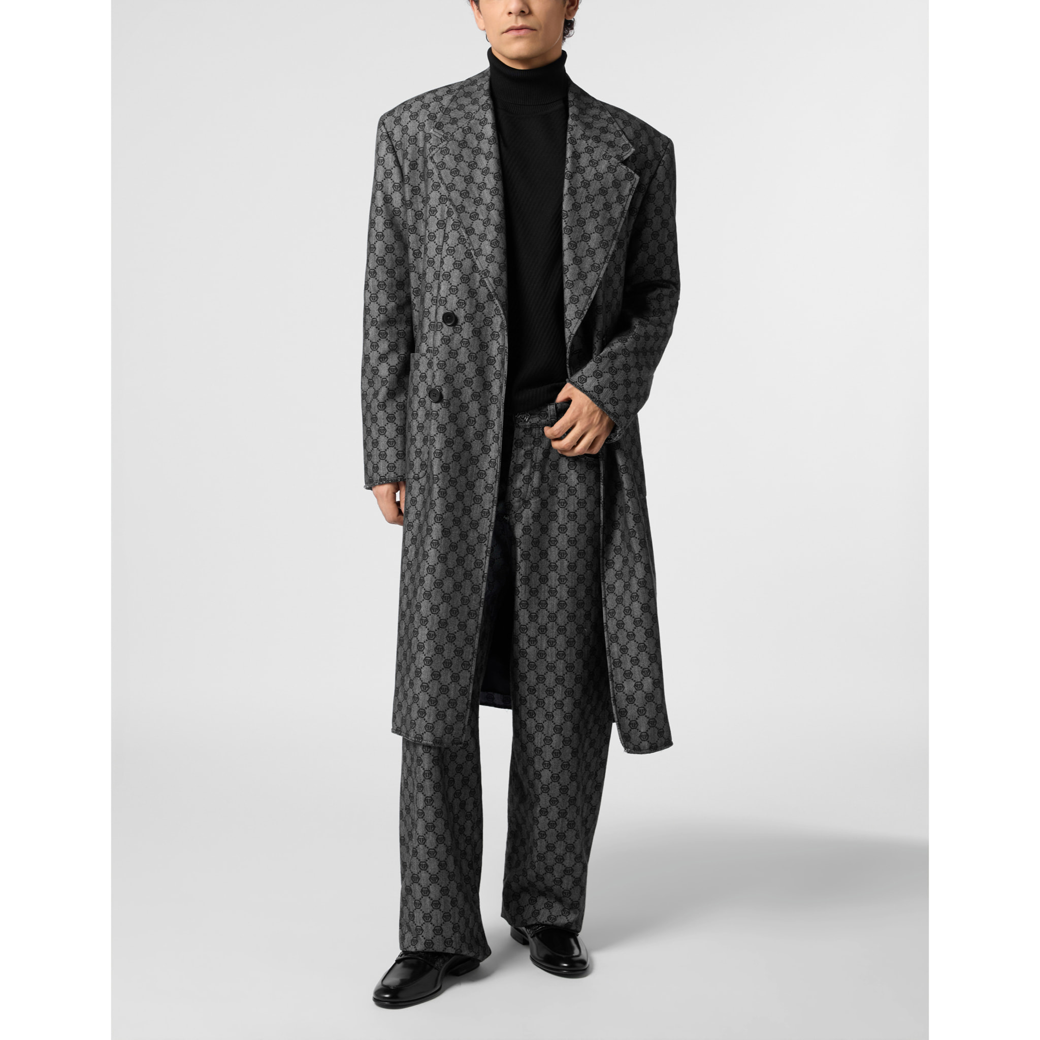 PHILIPP PLEIN Denim Coat Jacquard Monogram