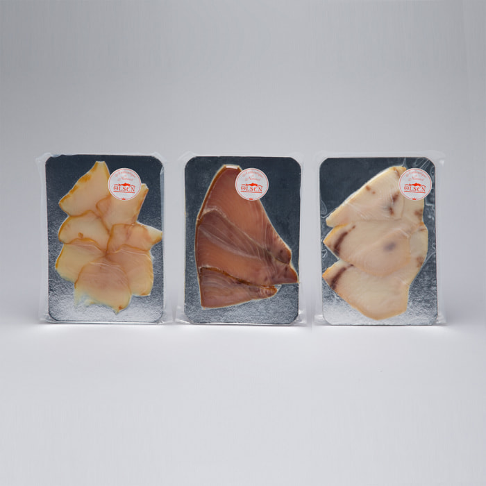 Trio "Pacifique" de poissons sauvages fumés (thon albacore, marlin, espadon) - 3x100g