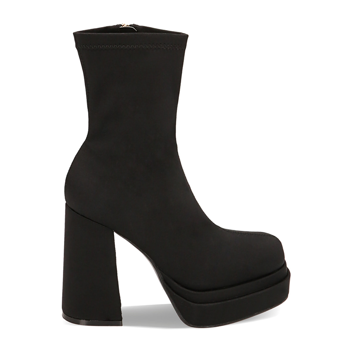 Botines plataforma negros de tela tacón 9 cm