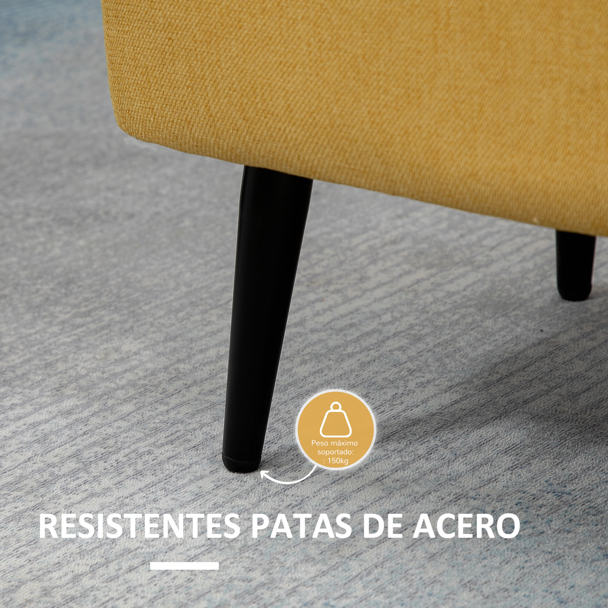 HOMCOM Banco de Almacenamiento Taburete de Almacenaje Tapizado en Lino con Tapa Abatible y Patas de Acero para Dormitorio Salón Entrada Carga 150 kg 102x40x39,5 cm Amarillo