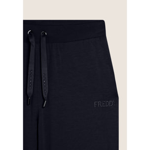 Pantaloni Sportivi con gamba Wide Leg e strass