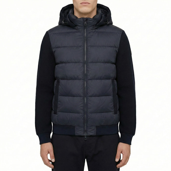 Giubbino con cappuccio e maniche in maglia