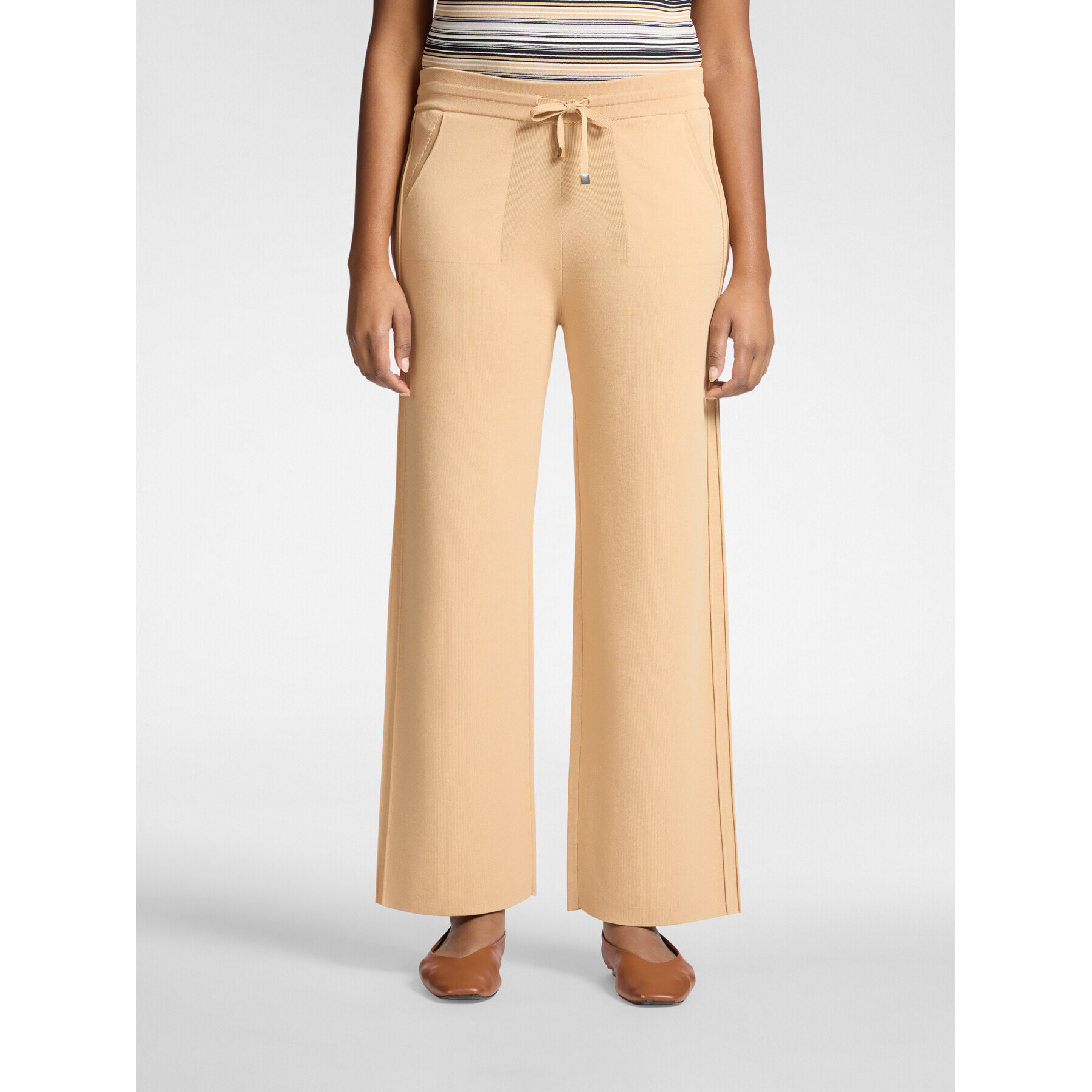 Elena Mirò - Pantalones palazzo mezcla viscosa - Beige