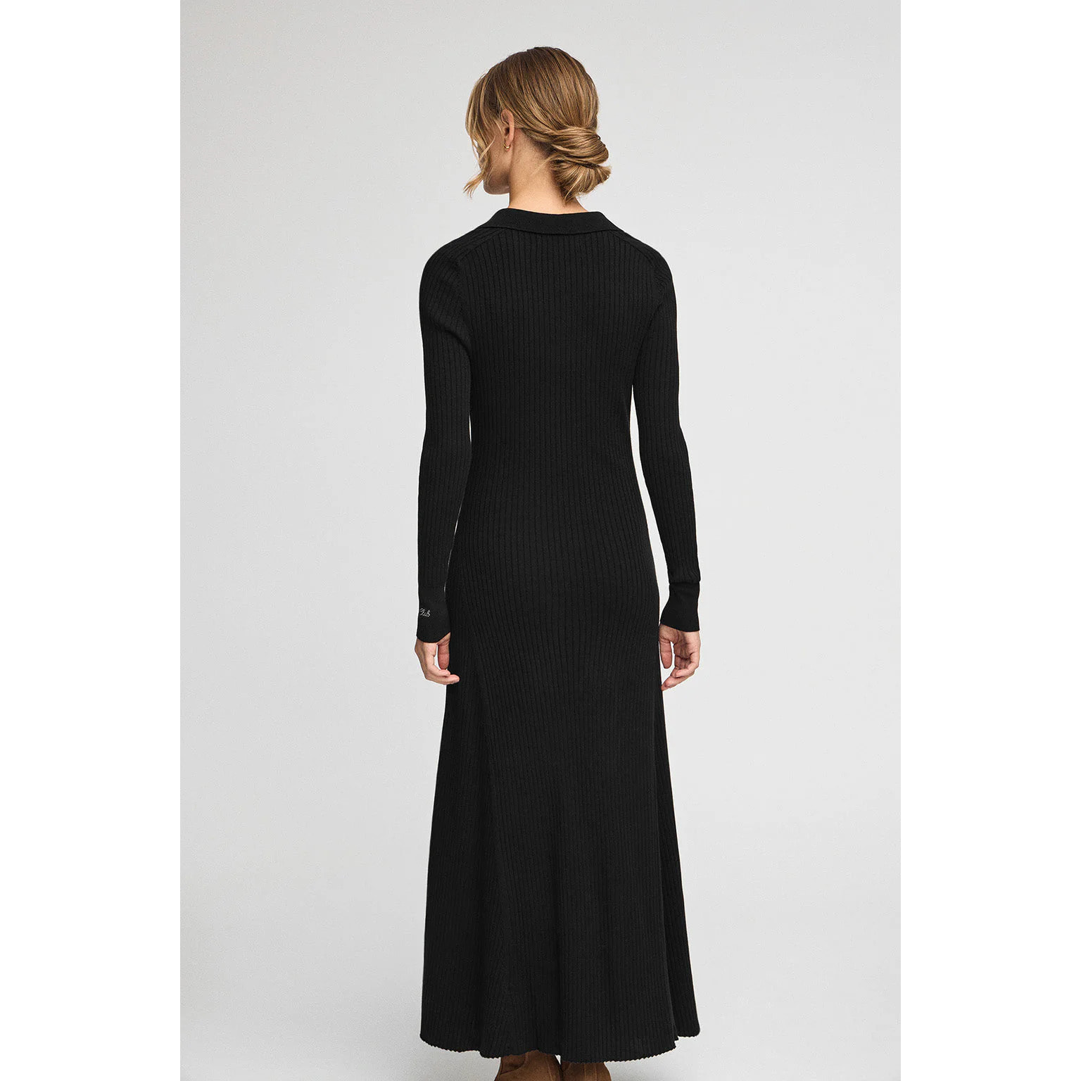 Vestido midi de punto negro con logo Polo Club