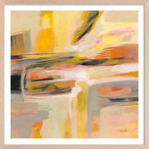 Affiche deco Soleil joyeux Affiche + cadre en bois - Chêne