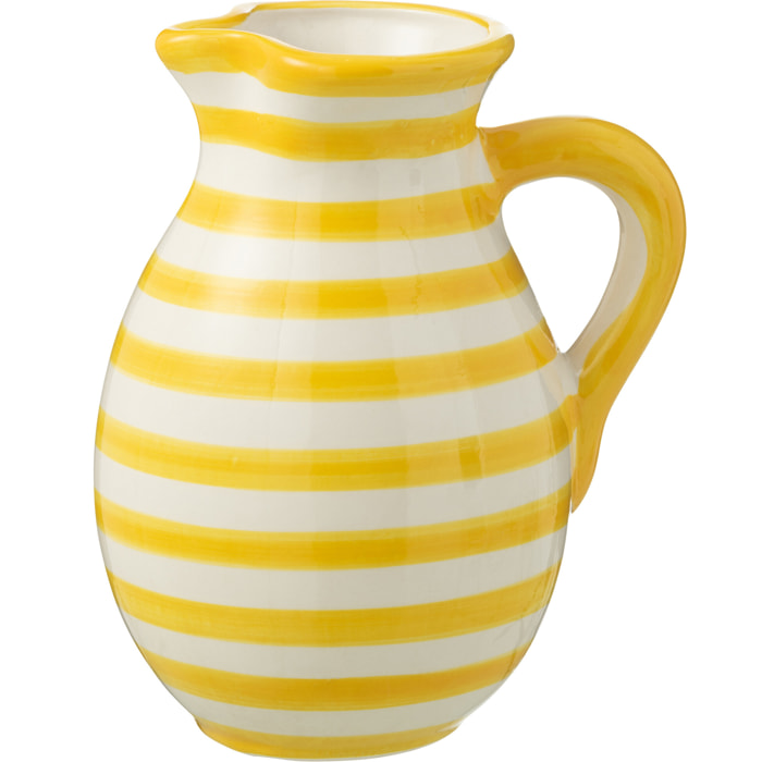J-Line cruche Granada Stripes - céramique - blanc/jaune - large