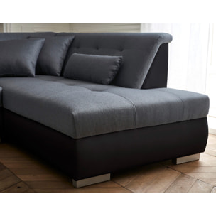 Vermont - canapé panoramique d'angle droit - 7 places - XXL - Noir / Gris