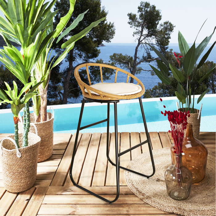 Tabouret De Bar Surabaya Coussin Beige - Lot De 2