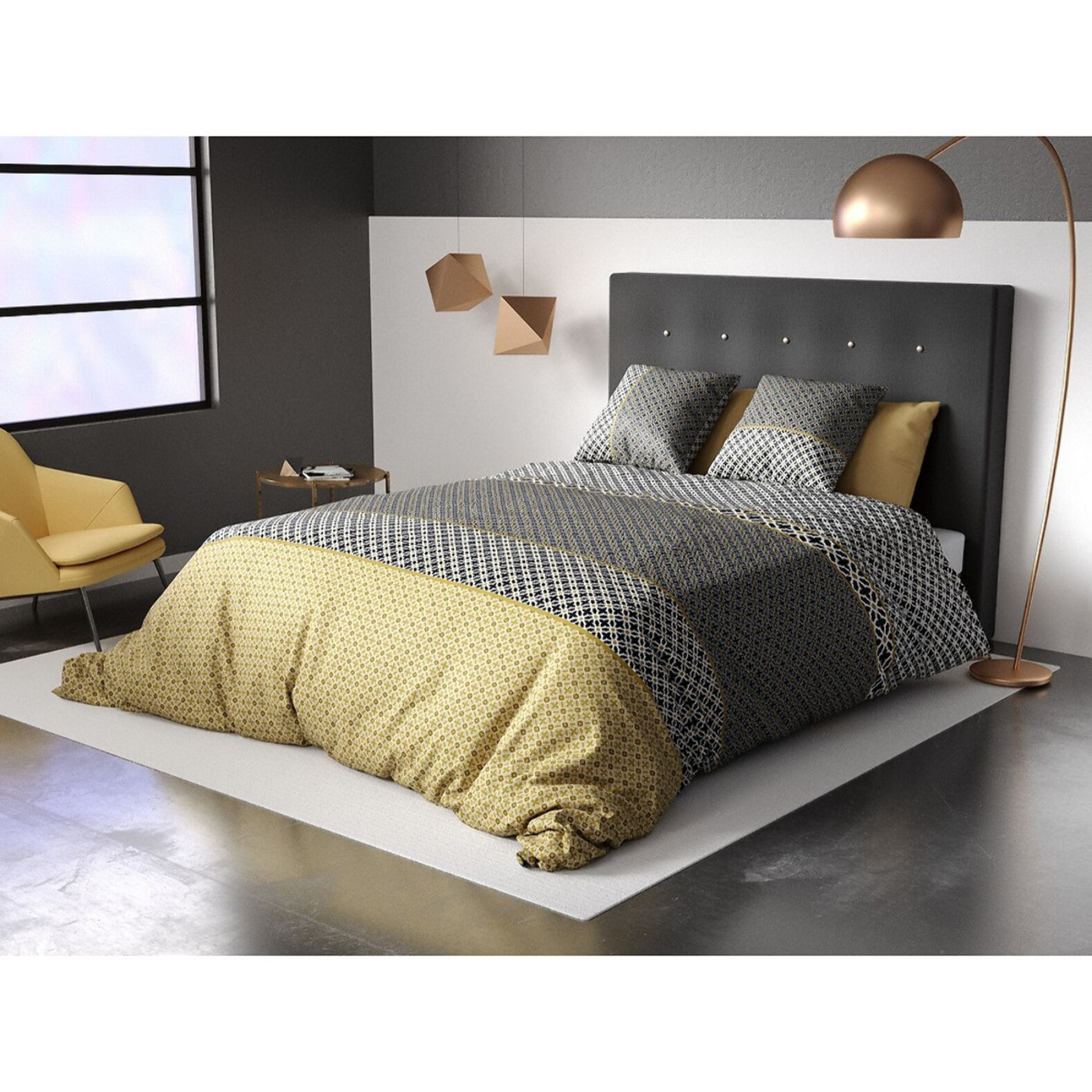 Parure Housse De Couette 3pcs avec Taies oreiller 100% coton 57fils Beho