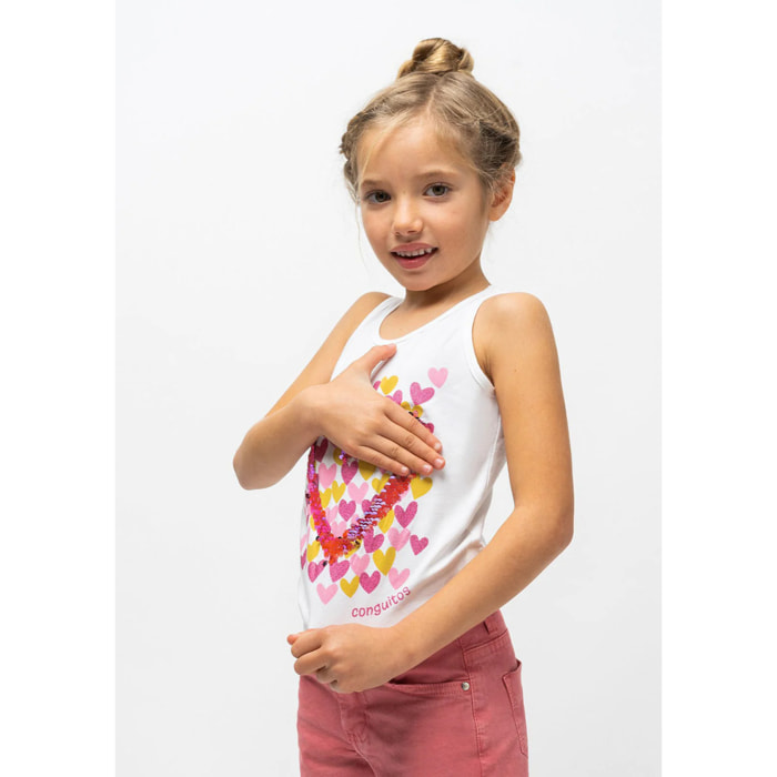 Camiseta de Niña Corazones Blanca