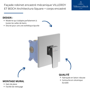 Façade mécanique Architectura Square Or brossé + corps encastré