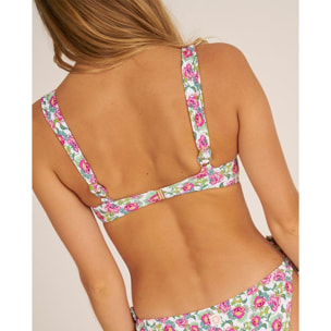Top de bikini con aro y estampado de flores