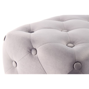 Pouf contenitore Piano in velluto rosa con bottoni decorativi