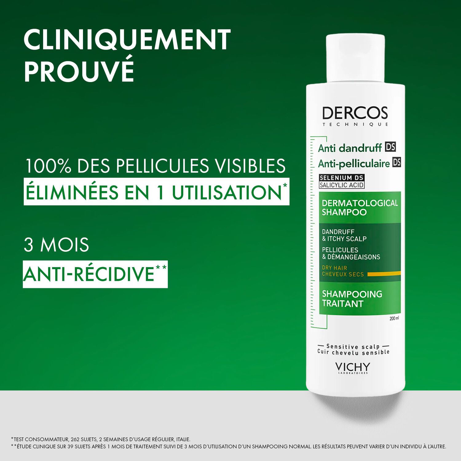 Dercos Technique Anti-Pelliculaire - Shampooing Cheveux Secs 200 ml
