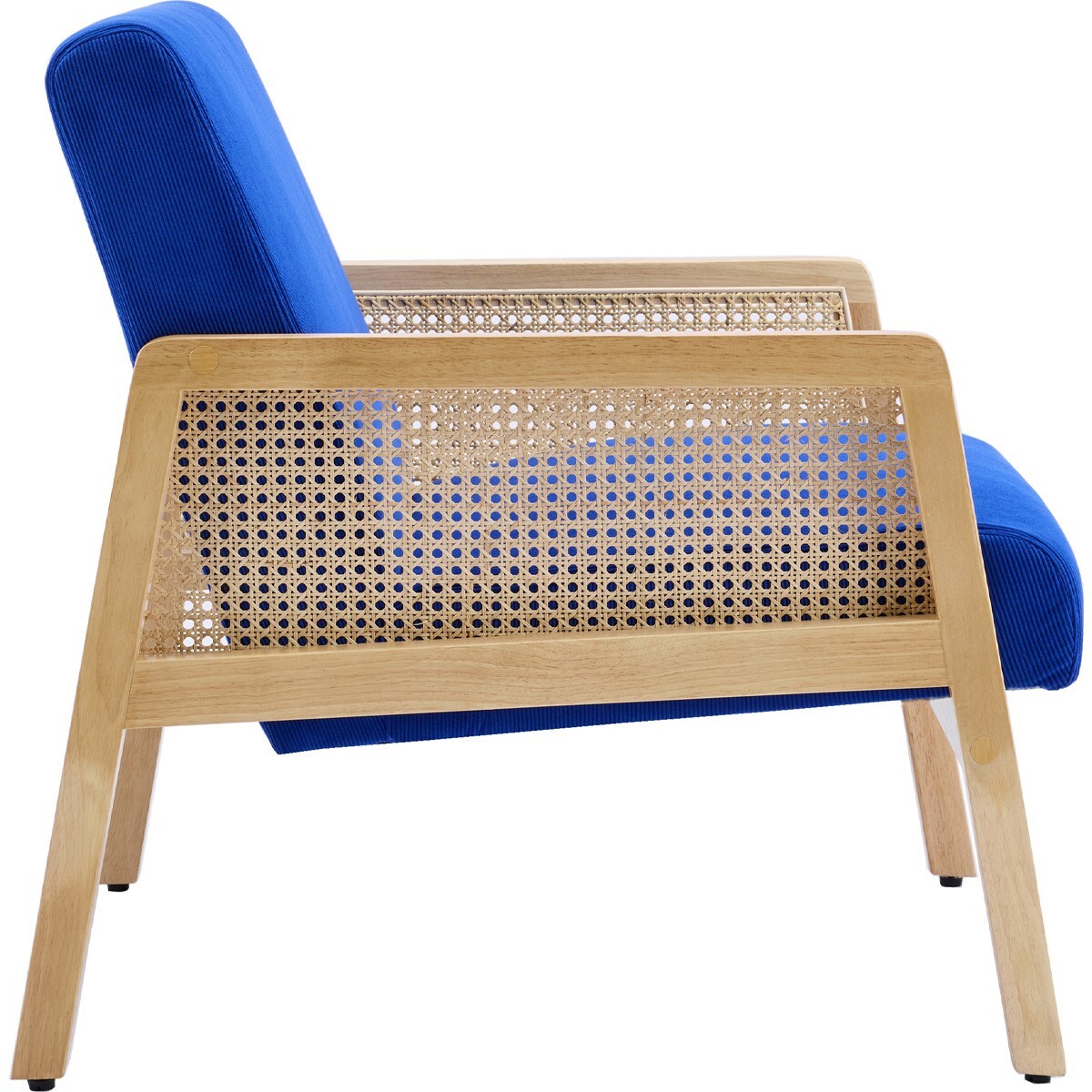 Fauteuil en cannage et velours côtelé - MANI