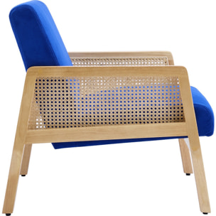 Fauteuil en cannage et velours côtelé - MANI