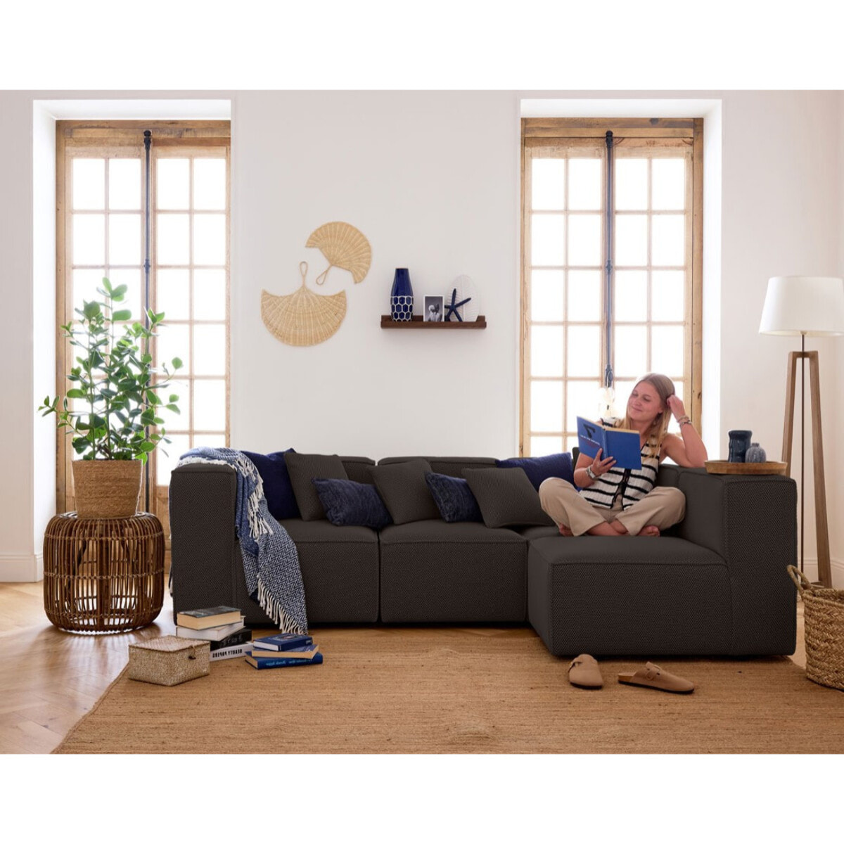 Arty - module d'assise sans accoudoirs - en tissu mailles 3D - Gris foncé