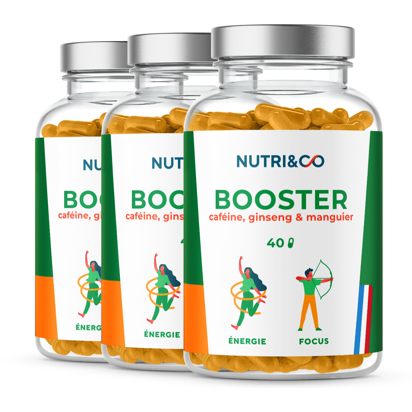 Le Booster Énergie et Concentration - 40 gélules Vegan - Lot de 3