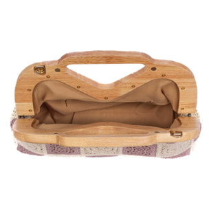 Bisenzio Bolso de mano Mujer. Fabricado en madera natural, algodón y paja trenzada.