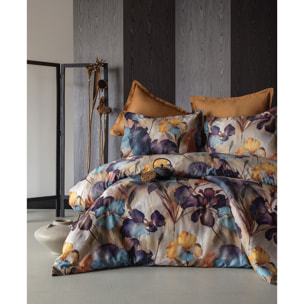 Parure housse de couette et taies oreiller 100% Satin de Coton imprimé