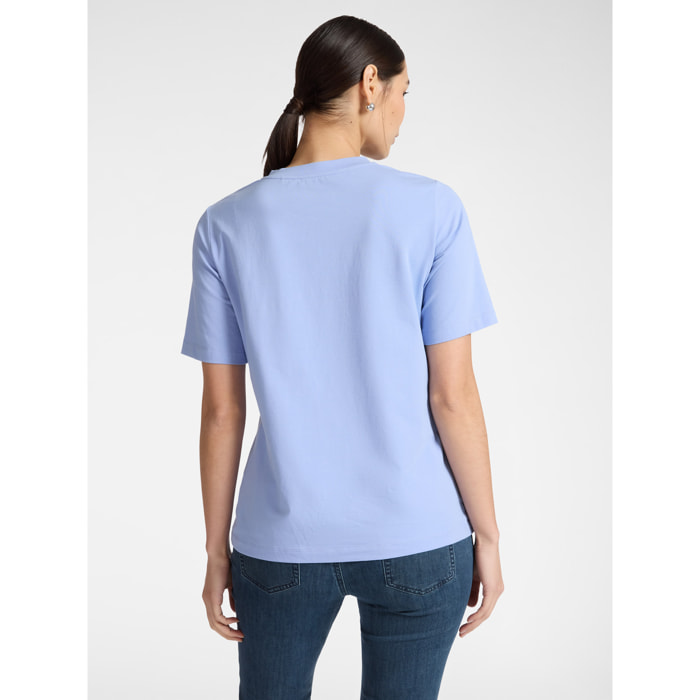 Elena Mirò - T-shirt con ricamo floreale - Azzurro