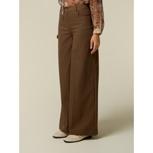 Oltre - Pantaloni wide leg in twill - Marrone